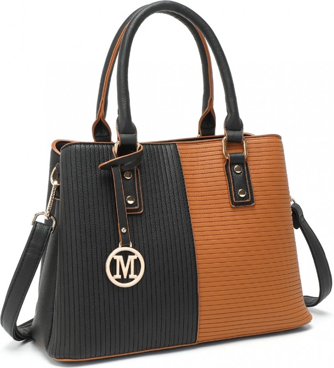 Miss Lulu Dames Schoudertas - Handtas - Laptoptas 13.3" – Zwart/Bruin