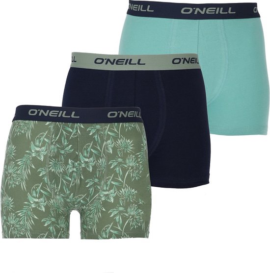 O'Neill - 3 Pack Boxershorts - Maat S - Leaves & Plain - 95% Katoen - Zomer - Vakantie