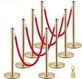 HandyHaven® - File d'attente - Poteaux d'attente - Poteaux standards - Barrières de corde - Velours - Système d'attente - Rouge - Poteaux d'attente de Luxe - Hollywood - Poteaux de tapis rouge - Luxe - Chique - 8 pièces