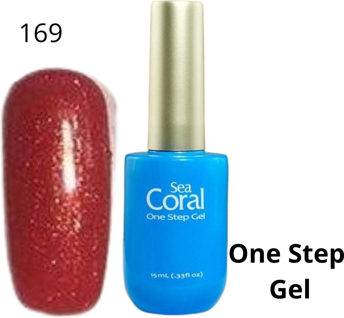 SeaCoral One Step No Wipe Gellak, Gel Nagellak, GelPolish, zónder kleeflaag, UV en LED, kleur 169