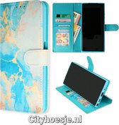 Cityhoesje.nl – Geschikt voor – Samsung-A15 – Bookcase Print- Marmer Blauw