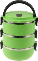 Isolatie lunchbox roestvrij staal broodtrommel Thermal Bento Box met handvat 3 lagen (groen)