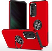 Telefoonhoesje Met Vingerring & Magneet voor Telefoohouders - Hoesje Geschikt voor: Samsung Galaxy S21 - Anti-drop harde cover - Rood
