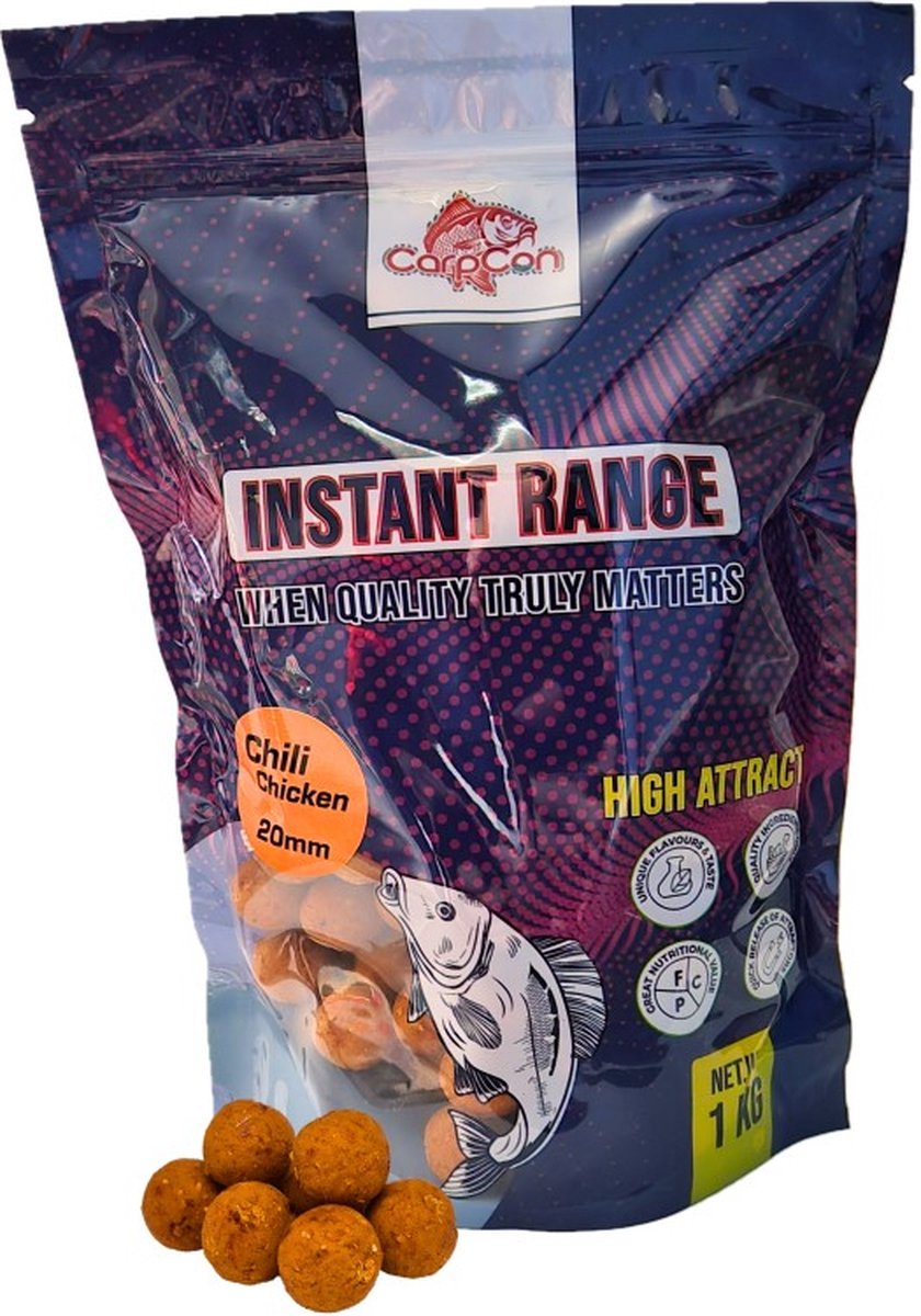 Instant Range Boilies 'Chili Chicken' 20mm - 1kg - Readymade Karper Boilies - Karper voer/aas/lokvoer - 18/20mm