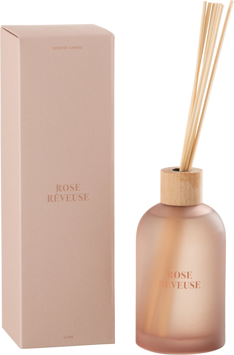J-Line geurolie + stokjes - Accords Essentiels - Rose Rêveuse - roze