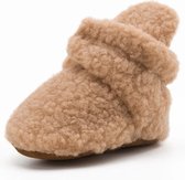 Baby slof - Sloffen - Slofjes - 0-6 maanden - Zachte zool - Teddy stof - Baby schoentjes - Khaki