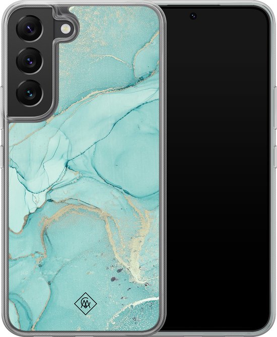 Coque silicone Samsung Galaxy S22 - Marbre vert menthe - Casimoda® Coque hybride 2 en 1 - Antichoc - Design Marbre - Bords relevés - Menthe, Transparente