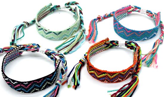Set de Bracelets - Tissu tissé - 12 pièces - Longueur réglable - Différentes couleurs