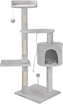 Royalty Line® Luxe Krabpaal Voor Grote Katten - Kattenspeelgoed & Kattenmand - Krabpalen 112 cm Hoog - Kattenpaal - Lichtgrijs