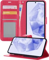 Hoesje Geschikt voor Samsung A35 Hoesje Book Case Hoes Portemonnee Cover Walletcase - Hoes Geschikt voor Samsung Galaxy A35 5G Hoes Bookcase Hoesje - Donkerroze