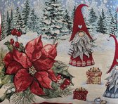 Housse de coussin - tissu luxe gobelin - Village de Noël - Noël - Avec paillettes - 45 cm