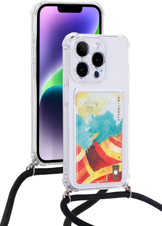 Étui adapté pour iPhone 14 Pro Max Cord Case avec porte-carte cordon Zwart - oTronica