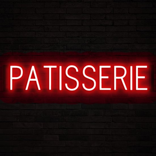 PATISSERIE - Lichtreclame Neon LED bord verlicht | SpellBrite | 83,8 x 16 cm | 6 Dimstanden & 8 Lichtanimaties | Reclamebord neon verlichting