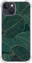 Casimoda® hoesje - Geschikt voor iPhone 13 Mini - Monstera Leaves - Shockproof case - Extra sterk - TPU/polycarbonaat - Groen, Transparant