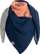 Knit Factory Lacey Sjaal Dames - Vierkante sjaal - Wollen sjaal - Dames sjaal - Blok motief - Earth Green - Roze/Licht Grijs/Donkerblauw - 120x120 cm