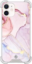 Casimoda® hoesje - Geschikt voor iPhone 12 Mini - Marmer roze paars - Shockproof case - Extra sterk - TPU/polycarbonaat - Paars, Transparant