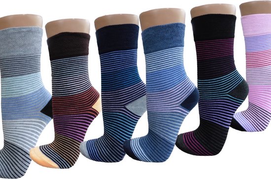 6 paar katoenen sokken | ringel patroon | geen knellende boord | maten 39-42