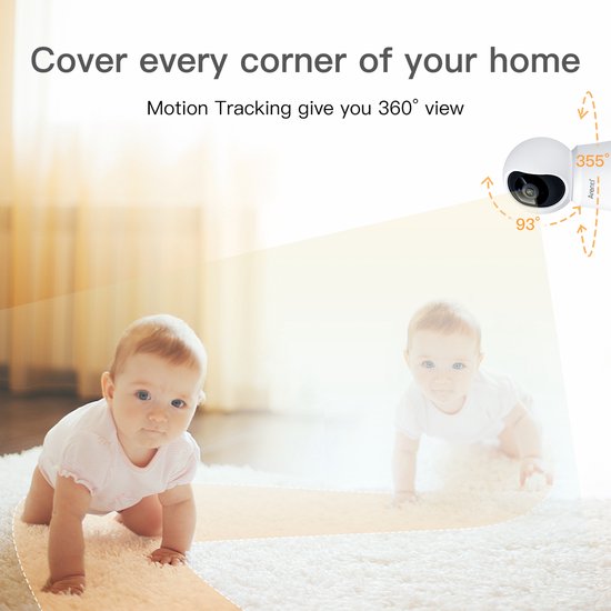 Arenti - Wifi Babyfoon - 4MP Camera voor binnen - Ultra HD Resolutie – Dual Band Wifi - Privacyfunctie - Nachtzicht - Bébé