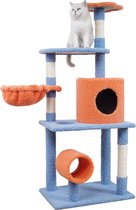 Krabpaal – katten krabpaal – Kattenhuis – 134cm hoog – Blauw en Oranje