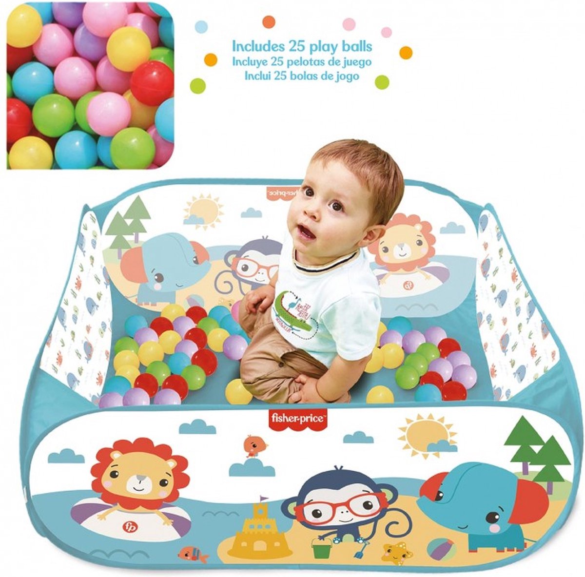 Fisher-Price - Pop-Up Ballenbak - Met Rand - Inclusief 25 Gekleurde Ballen