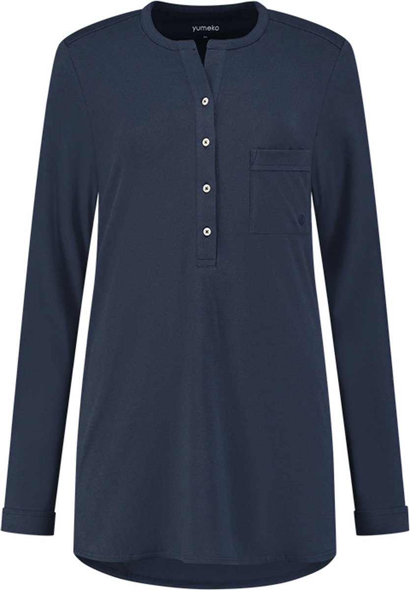 Yumeko pyjamashirt dames jersey midnight blauw s