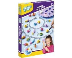 foto van Totum vrolijke bedelarmbandjes maken Happy Bracelets - met zelfhardende klei en herbruikbare mal- creatief speelgoed meisjes vanaf 5 jaar