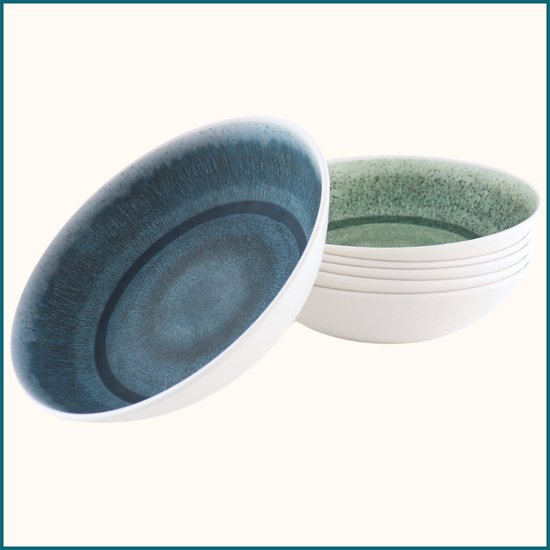 Melamine campingservies, servies, wit, 24-delig, serviesset met borden