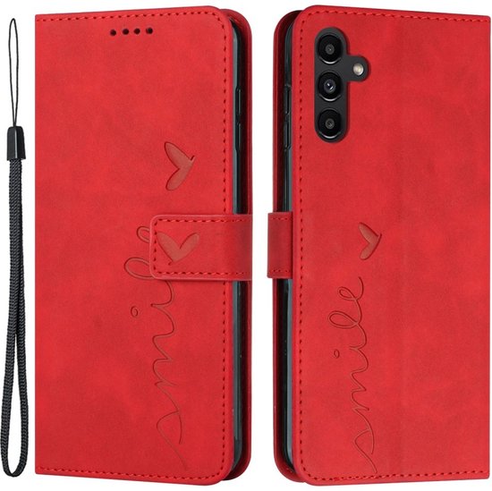 Coverup Smile Book Case - Geschikt voor Samsung Galaxy A35 Hoesje - Rood