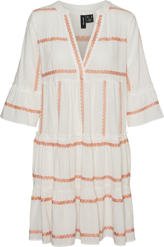 VERO MODA VMDICTHE 3/4 STRIPE EMB TUNIC WVN GA Dames Jurk - Maat M