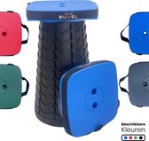 Buvel® Tabouret Pliable - Tabouret - Pliable - Télescopique - Ajustable - Chaise de pêche - Repose-pieds - Blauw - Carré