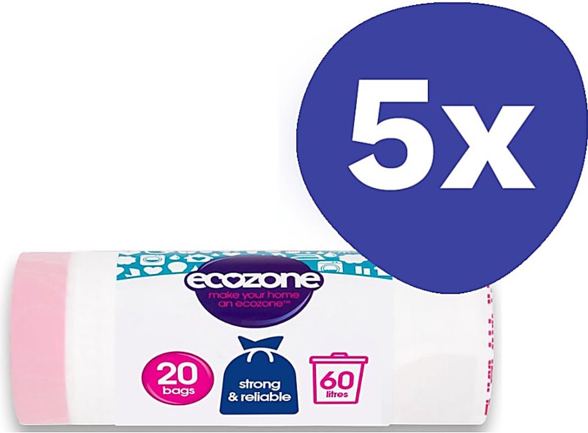 Goedkoopste Ecozone Biologisch Afbreekbare Vuilniszakken 60L (5x 20 stuks