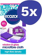 Ecozone Raam & Glas Microvezels doek (5x 1 stuk)