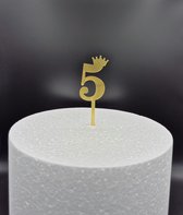 Taarttopper - Cijfer Small (11 cm) - vijf - 5 - Taartdecoratie - Cake Topper - getal - voor leeftijd: 15 / 25 / 35 / 45 / 50 / 51 / 52 / 53 / 54 / 55 / 56 / 57 / 58 / 59 / 65 / 75 / 85 / 95