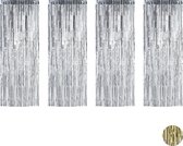 Relaxdays 4x deurgordijn folie zilver - folie gordijn - glitter gordijn - feest - 250 cm