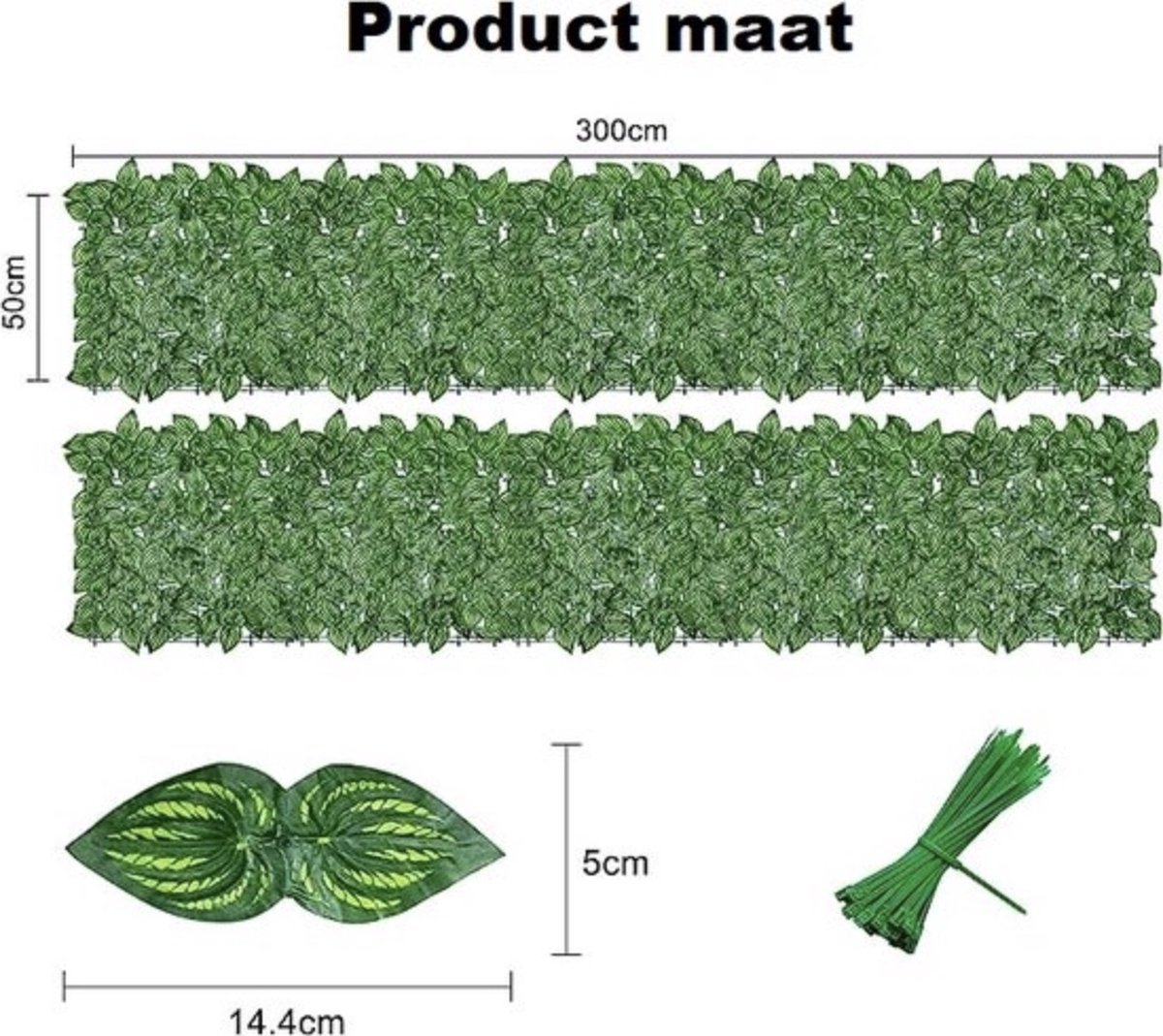 1,5 x 3 m kunstmatig klimop privacyscherm, groen klimopscherm met gaas en versterkte voegen, kunsthagen met wijnbladeren voor tuin, tuin en balkon | NL