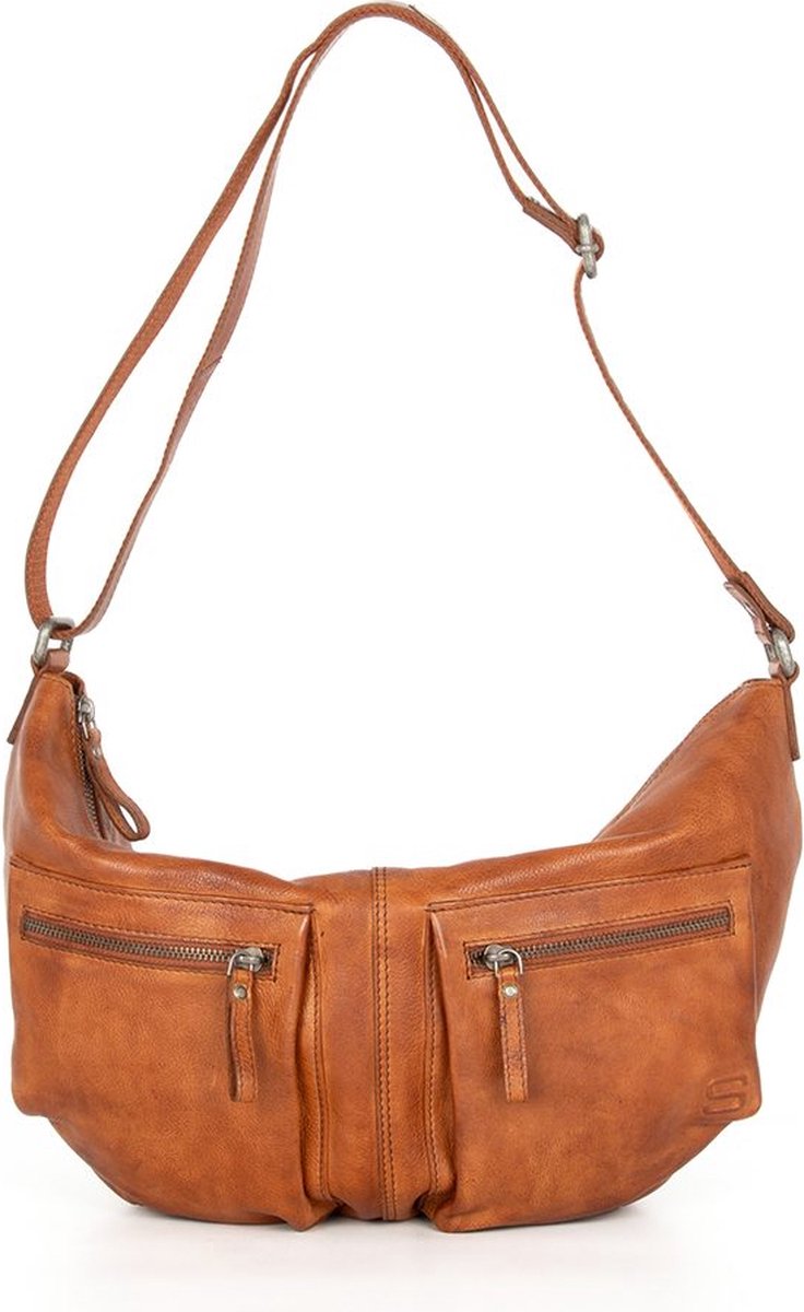 Leren Schoudertas / Crossbodytas - Ellie - Brandy Cognac