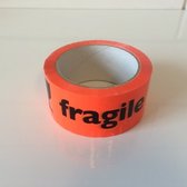 Verpakkingstape acryl - Oranje - BREEKBAAR FRAGILE - 50mmx66m - Verpakking met 6 rollen - plakband - tape