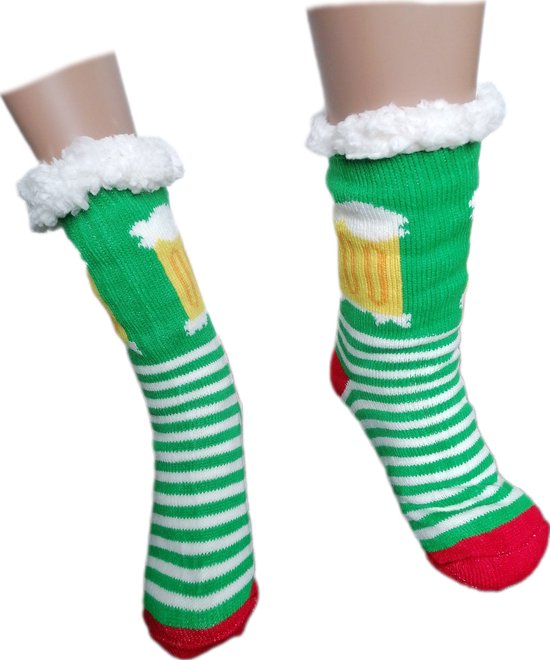 Chaussettes de Noël - Chaussettes chaudes d'hiver - Thermo - Doublées - Unisexe - Taille 39-46 - Chaussettes d'intérieur - Antidérapantes - Cadeau - Noël
