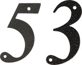 AMIG Huisnummer 53 - massief gesmeed staal - 10cm - incl. bijpassende schroeven - zwart