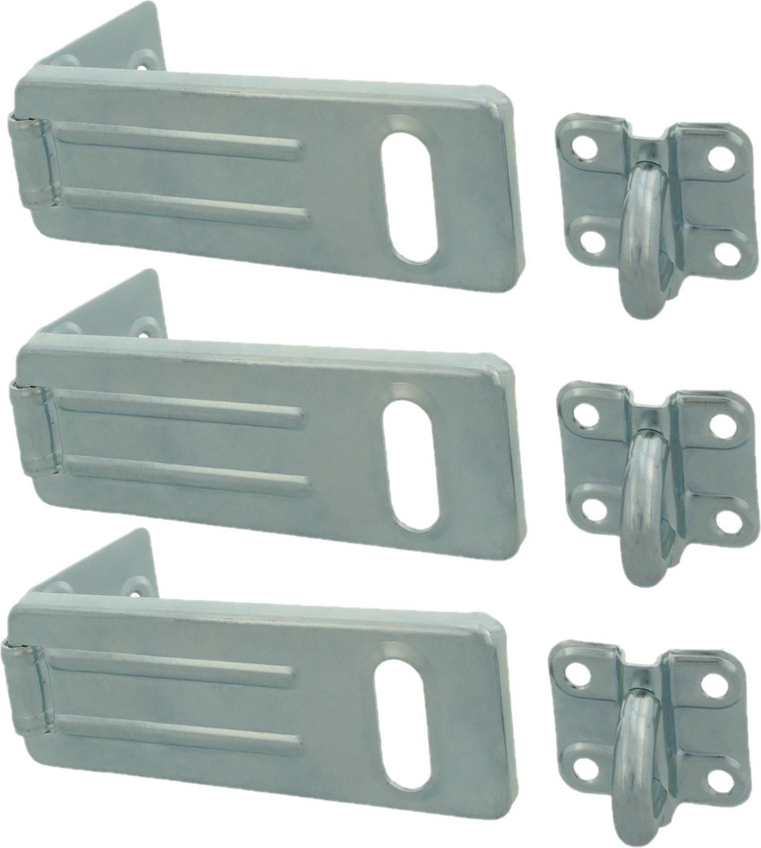AMIG Overvalsluiting/kistoverval - 3x - voor hangsloten - 90 x 37mm - verzinkt staal - inclusief schroeven