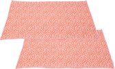 Afwas afdruipmat/droogmat keuken - 2x - absorberend- microvezel - zalmroze dessin - 40 x 48 cm - opvouwbaar