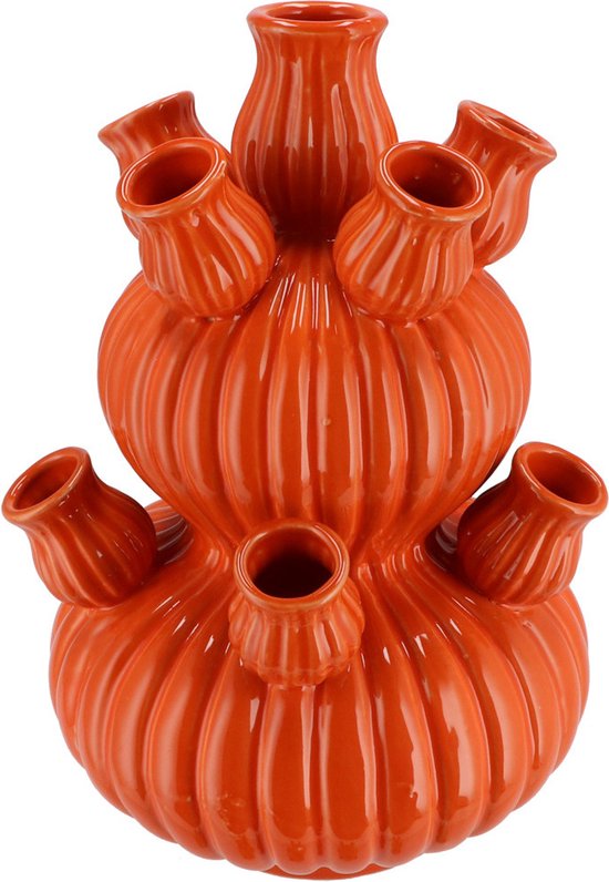 DK Design Bloemenvaas Amsterdam - vaas voor tulpen - oranje - D20 x H30 cm - toetervaas