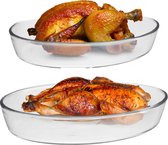 Plat de cuisson en verre borosilicate - lot de 2 - ovale - 4 et 3,2 litres - plat de service