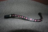 MHSports wave frontriem zwart leer - roze/oud roze - cob (39cm) - met drukknopsluiting
