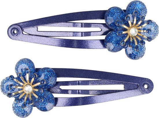 Haarspeld Klikklak Haarclipjes Haarklemmetjes Haarklem Haarclip Bloem Glitter Strass Blauw Haar Klem Hair Clip