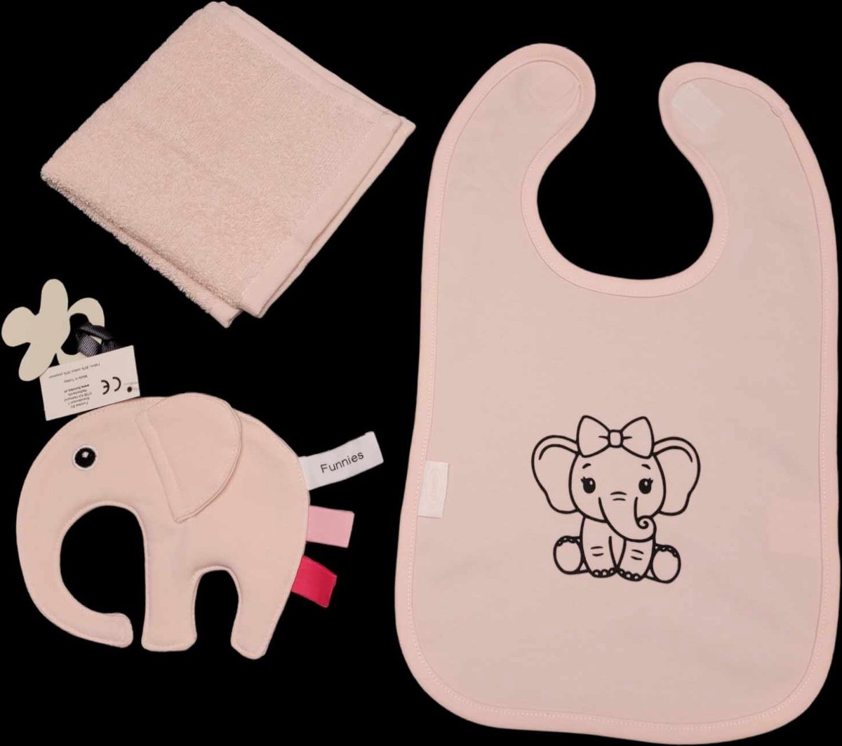 Goedkoopste Kraamcadeau -roze - olifant - slab - spuugdoek - speendoekje.