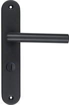 Ostiumhome® Belluno - Poignée de porte avec serrure de toilette - Zwart Mat - sur Bouclier - Ronde - Set Complet