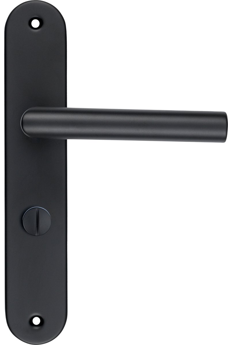 Ostiumhome® Belluno - Deurklink met WC slot - Mat Zwart - op Schild - Rond - Complete Set