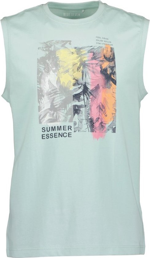 Blue Seven heren tanktop - mouwloos shirt heren - 300034 - blauw/groen print - maat XXL