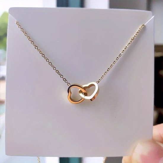 18K Gold Plated Connected Heart Necklace Pendant